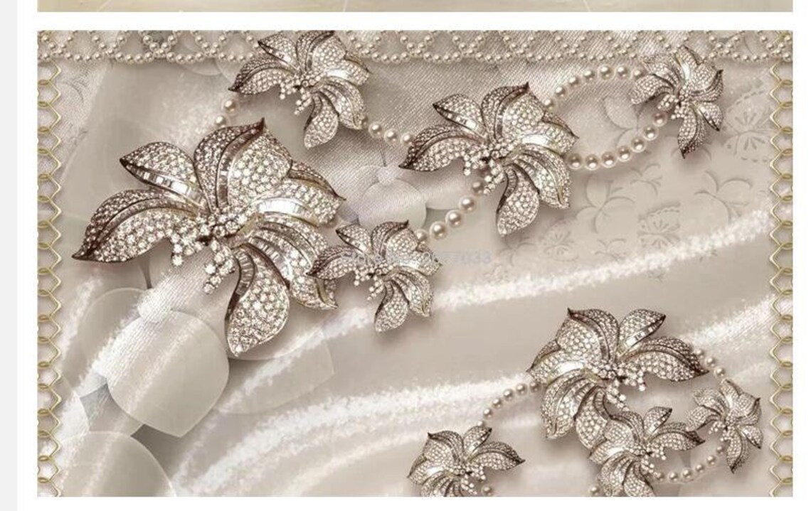 Photo Wallpaper 3D Stereo Luxury Jewelry Flower Living Room TV - Etsy
