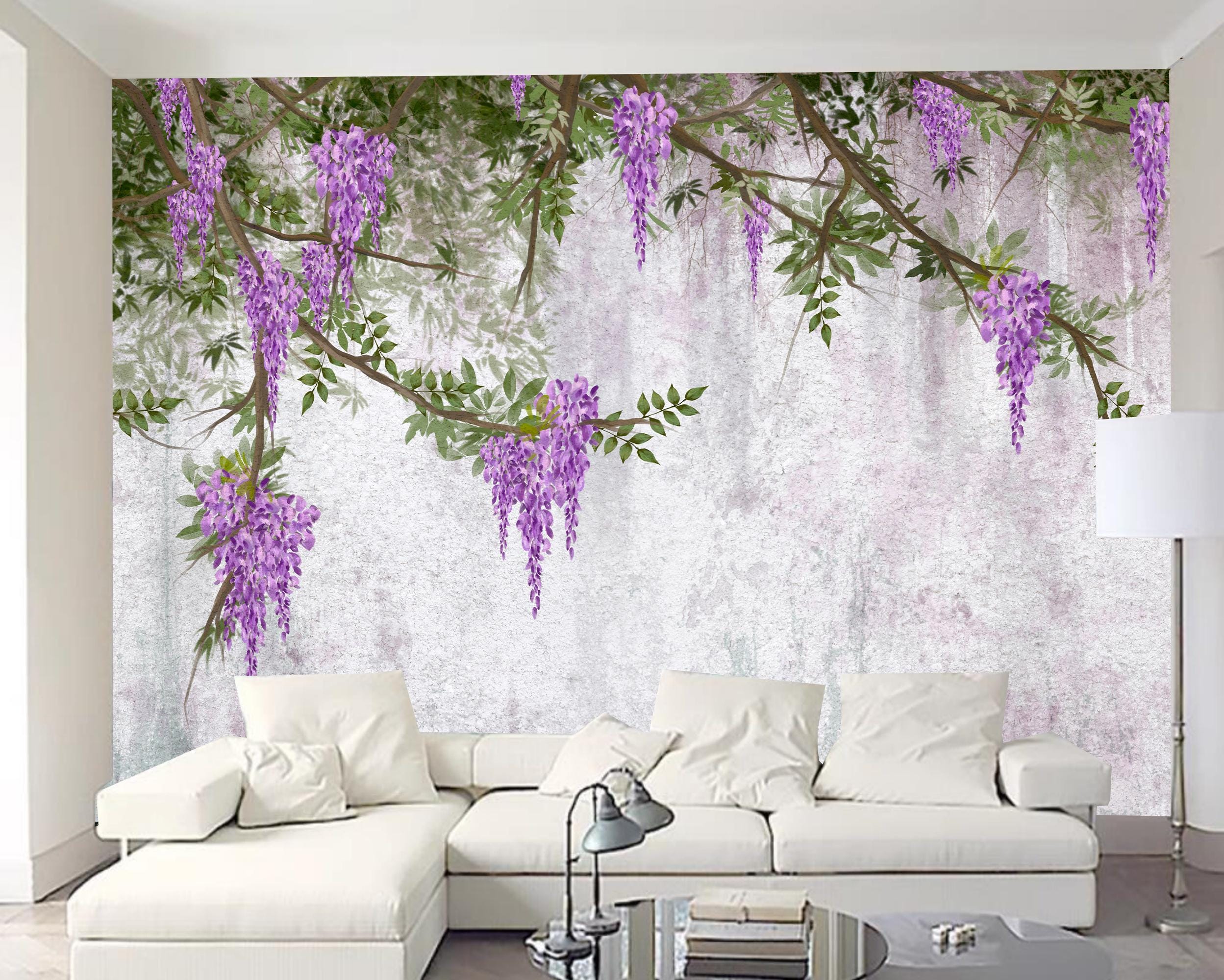 Lianas Wisteria Flowers Hanging From Branches Wallpaper Wall Mural Home ...