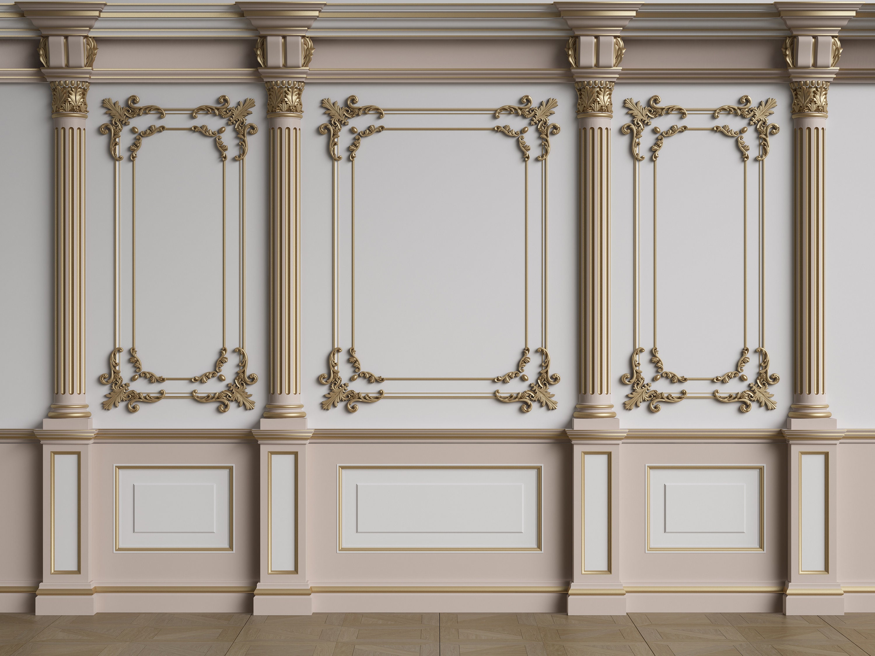 Beige Column Wallpaper Mural: 3D Classic Interior Wall Decor - Etsy