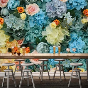 Floral Wall Mural: Ombre Rose Wallpaper, 3D Effect