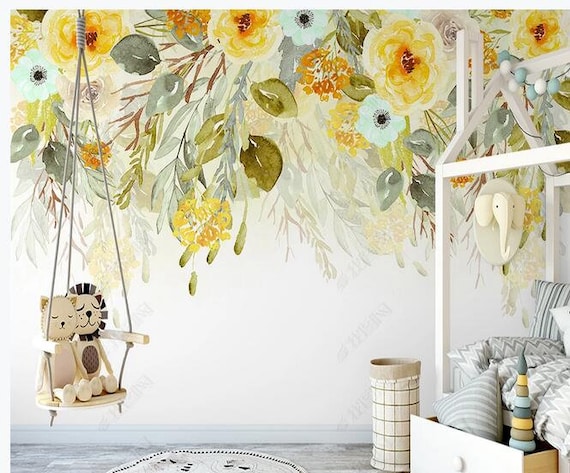Floral wall mural deals
