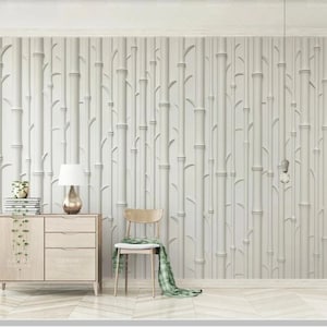 White Bamboo Wallpaper Mural: Modern Wall Decor