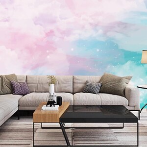 Rainbow Clouds Wallpaper Mural: Dreamy Sky Home Decor