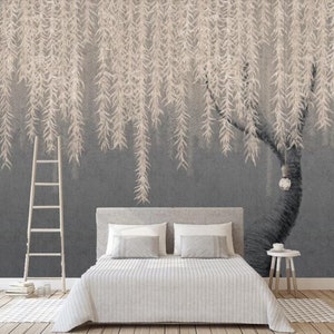 Abstract Huge Tree Wallpaper, Big Willow Wall Murals Wall Decor for Living or Dinning Room