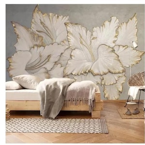 Custom Embossed Magnolia Wallpaper Mural: 3D Home Decor