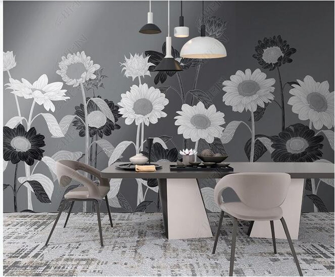 Sunflowers Floral Wallpaper Wall Mural Small Flowers Bedroom - Etsy