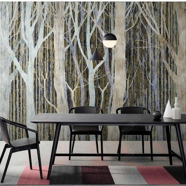 Abstract Birch Tree Forest Wallpaper Wall Mural Home Decor for Living Room Bedroom Dinning Room