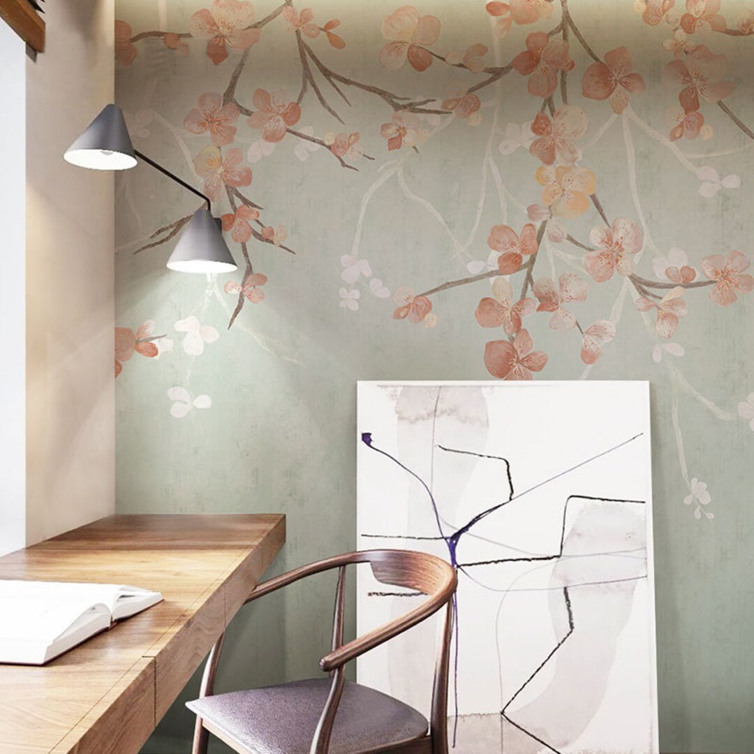 Hanging Pink Flowers Floral Wallpaper Wall Mural Home Decor - Etsy