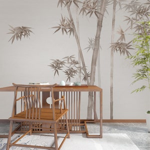 Chinoiserie Brushwork Bamboo Wallpaper Home Decor Wall Murals
