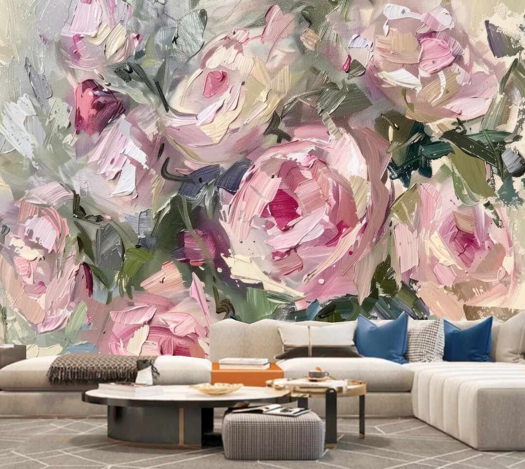 Dutch Pink Rose Flowers Floral Wallpaper Floral Wall Mural Wall Decor ...
