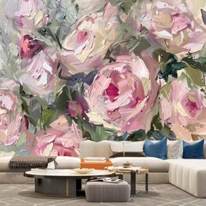 Dutch Pink Rose Flowers Floral Wallpaper Floral Wall Mural Wall Decor ...