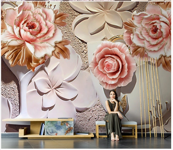 Décoration murale créative en métal 3D pour salon, sculpture florale en  métal blanc, décoration à suspendre pour chambre à coucher, salon, salle de