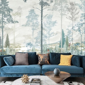 Abstract Forest Wallpaper Mural: Trees, Nature Home Decor