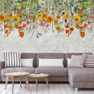 Grunge Wildflower Wallpaper Mural: Floral Wall Decor