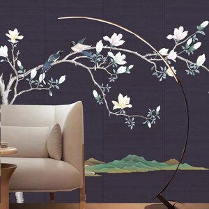 Chinoiserie Magnolia Blossom Wallpaper Mural: Birds & Flowers