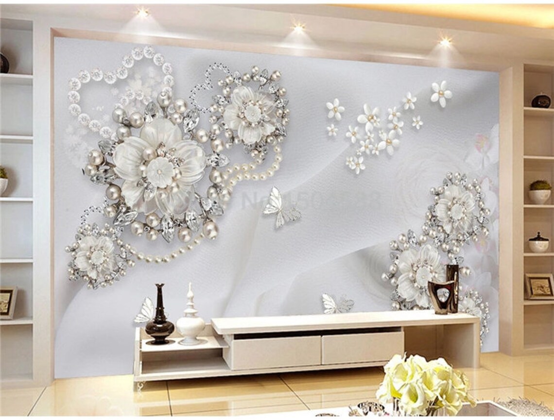 Custom 3D Wall Mural European Style Luxury 3D Relief Pearl | Etsy