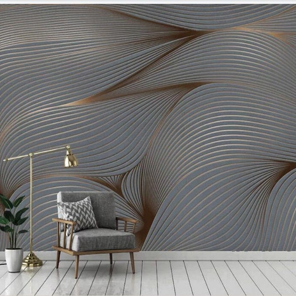 3D moderne minimaliste nordique abstrait aquarelle peint à la main plume lignes TV Mural fond papier peint peintures murales