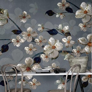 Chinoiserie Brushwork Hanging Plum Flower Wallpaper Wall Murals