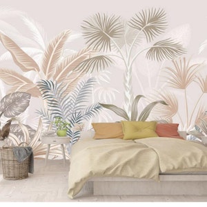 Tropical Plantain Leaf Wallpaper Mural: Rainforest Home Decor