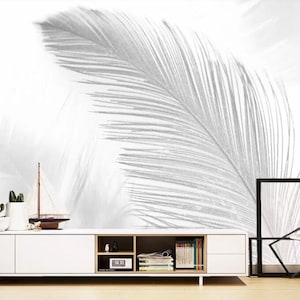 Simple Hand Painted Feather Wallpaper, Oil Painting Feathers Landscape Wall Murals Wall Decor