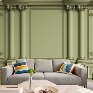 Mint Green Column Wallpaper Mural: Classic Interior Wall Decor