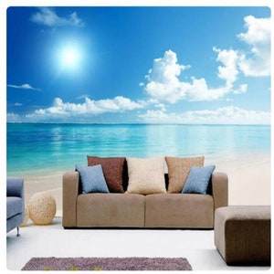 Meer Blauer Himmel Ozean Landschaft Tapete Wandbild Wohnkultur für Wohnzimmer Schlafzimmer Esszimmer