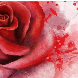 Watercolor Red Big Rose Floral Wallpaper Hand Painted Big - Etsy