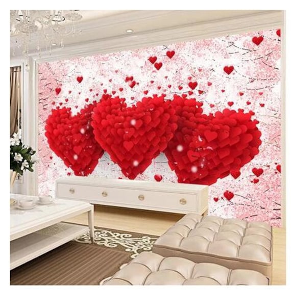 Buy Customized Large Wallpaper 3D Romantic Love Stereo Beautiful Online in  India - Etsy