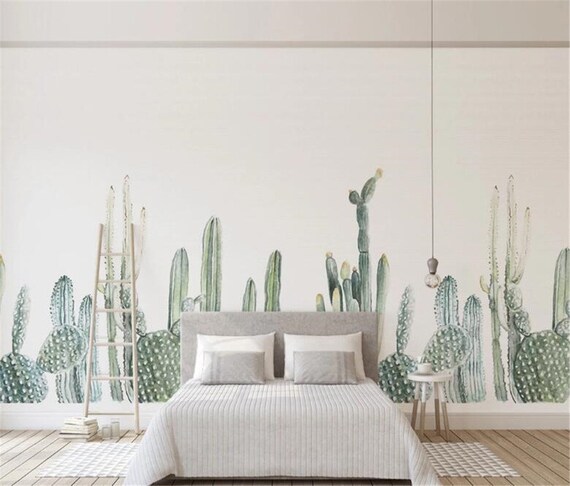 Nordic Kaktus Wohnzimmer Schlafzimmer Hintergrund Wallpaper Wandbild - Etsy  sterreich
