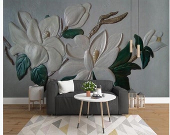 3D Magnolia Fleur Arbre Papier Peint Peintures Murales Décor À La Maison