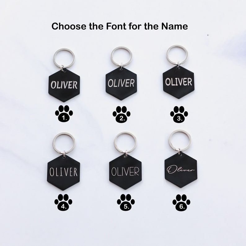 Hexagon Personalized Dog and Cat Name Tag Gifts for Pets Etsy