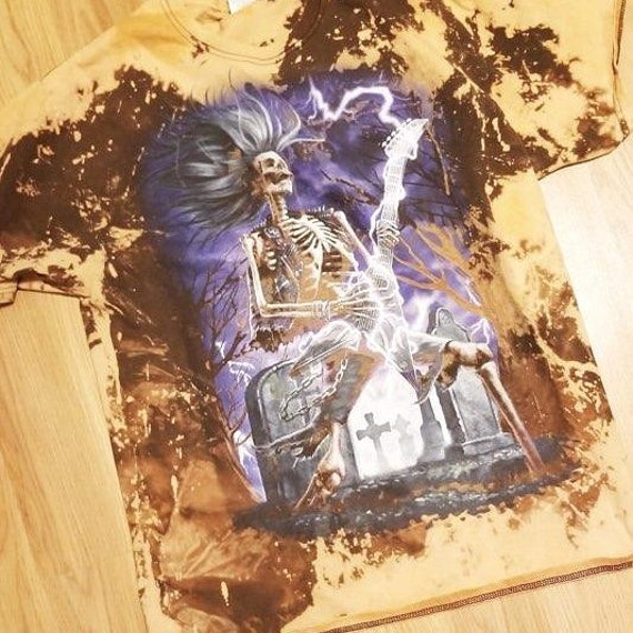Rocker Skeleton Bleached Tshirt | Etsy 