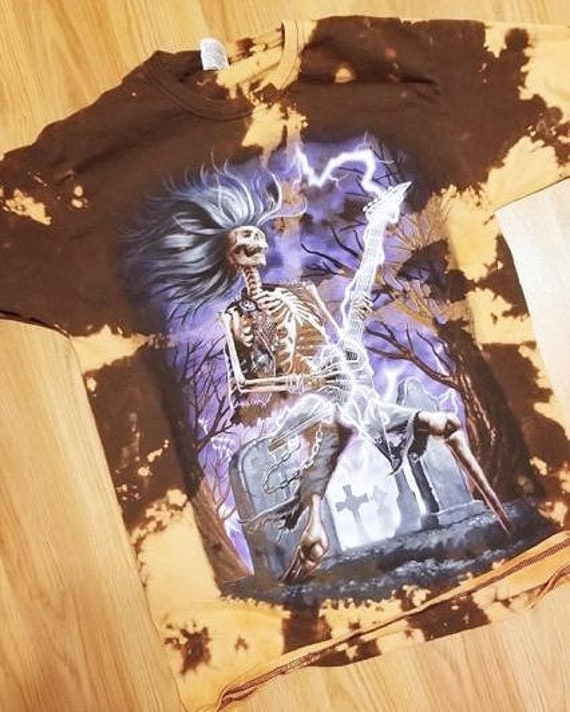 Rocker Skeleton Bleached Tshirt | Etsy 