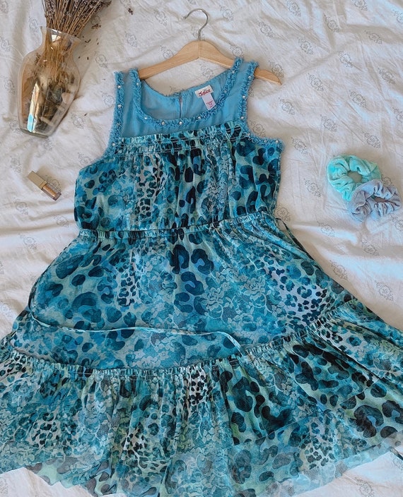 blue animal print dress