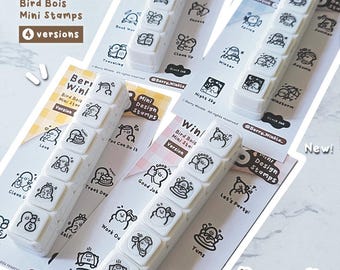 Bird Bois mini journal stamp black ink art decoration stamp daily cute design weather by Berry Winkle