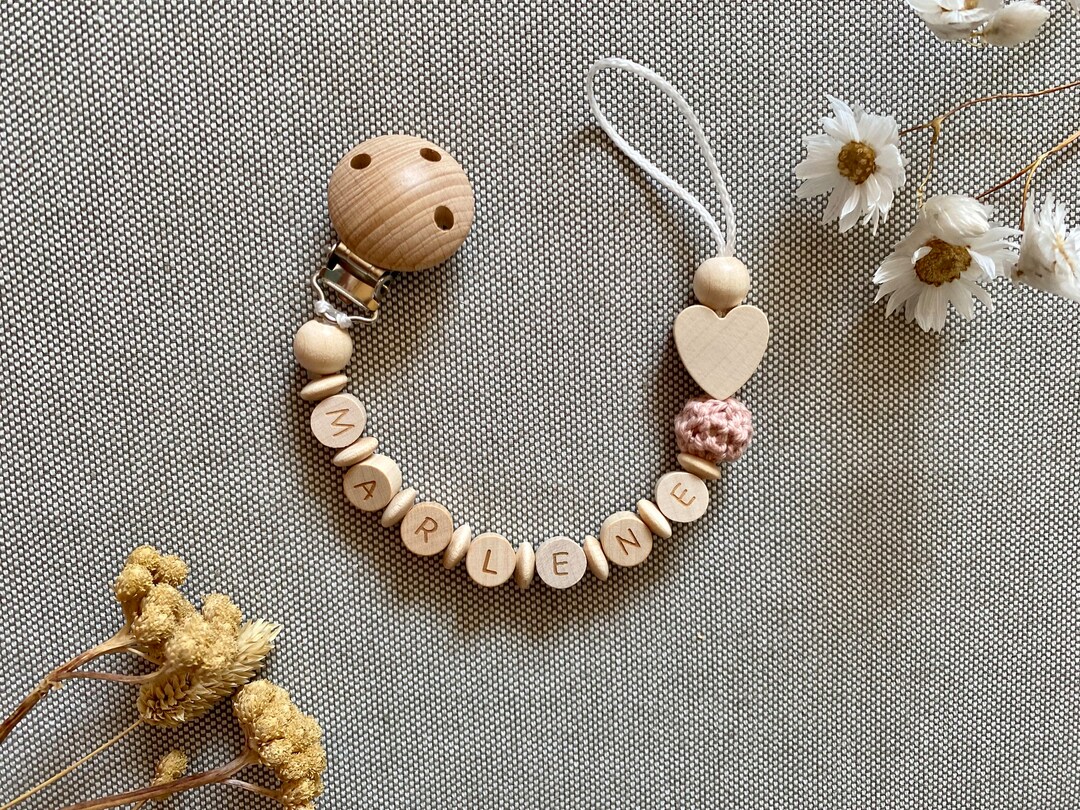 Unique Pacifier Chain Personalized Pacifier Chain With Name and Heart - Etsy