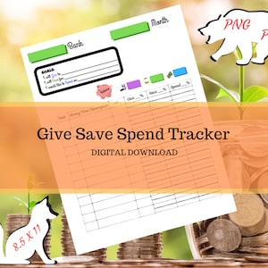 Ge Spara Spend Tracker för Barn Digital Nedladdning