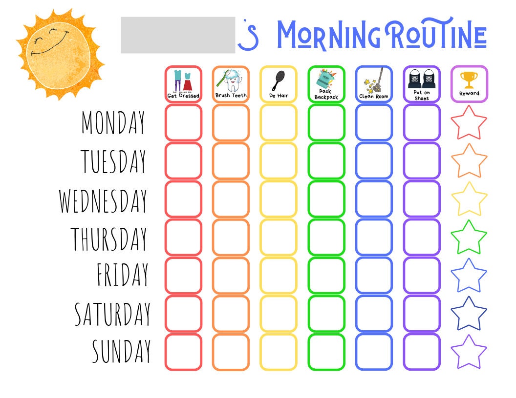 Morning Routine Checklist For Toddlers Digital Download Etsy