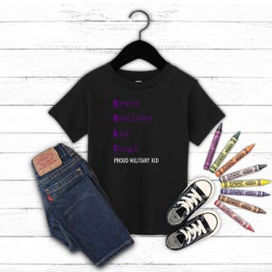 Military Child Month, Purple Up Kids T-Shirt, Proud kid tee, April, dandelions, bloom where they land, strong, resilient, military brats