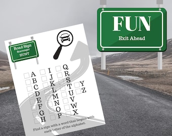 Road Trip Scavenger Hunt for the Kids Printable, INSTANT DOWNLOAD, Road Sign Search