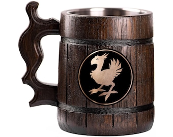 Final Fantasy Chocobo Handmade Mug, Personalized Beer Stein, Custom Tankard