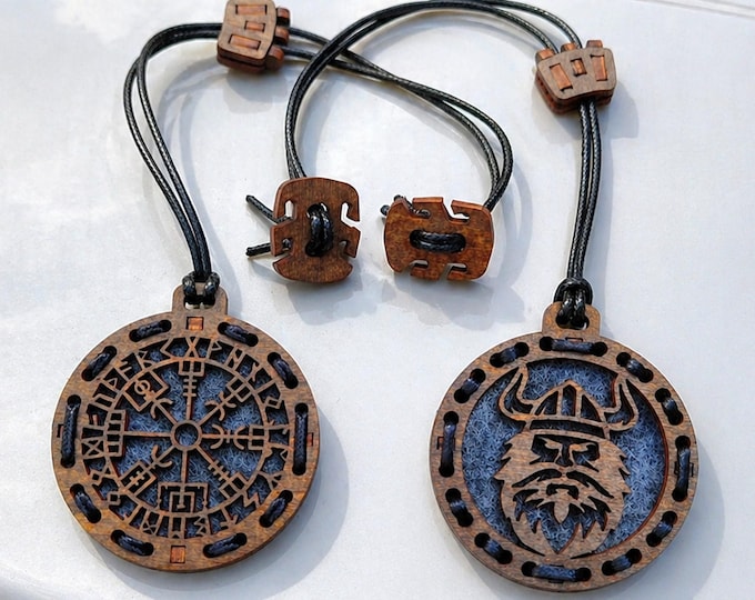 Car Air Freshener Diffuser Handmade Wooden Rearview Mirror Charm with Felt Insert, 6.5 cm Pendant + Custom Gift Box