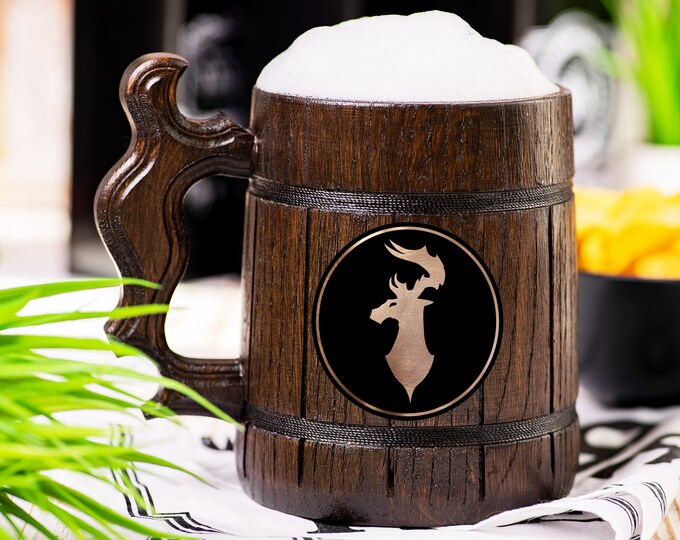 The Emerald Enclave Beer Mug, Dungeons & Dragons Beer Stein, Personalized DnD Wooden Tankard, Custom DM Gift