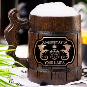 Dungeon Master Beer Mug, Dungeons and Dragons Beer Stein, DnD Gift, Personalized Tankard, Custom Engraved