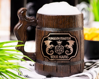 Dungeon Master Beer Mug, Dungeons and Dragons Beer Stein, DnD Gift, Personalized Tankard, Custom Engraved