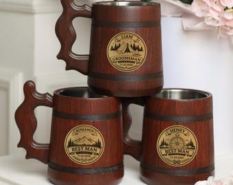 Custom Redwood Beer Stein 500ml, Groom & Best Man Gift, Bachelor Party Mug
