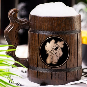 Hotline Miami Wooden Beer Mug, Richard Beer Stein, Personalized Tankard, Custom Engraved