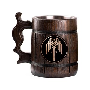 Dragon Age Kirkwall Wooden Beer Mug, Beer Stein, Personalized Tankard, Custom Engraved