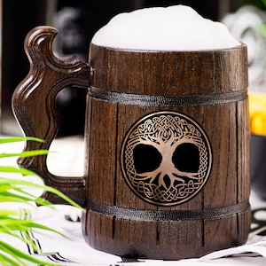 Celtic Tree Of Life Beer Mug, Crann Bethadh, Beer Stein, Personalized Tankard, Custom Engraved
