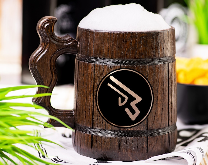 Final Fantasy XIV Wooden Beer Mug, Machinist Beer Stein, Personalized Tankard, Custom Engraved